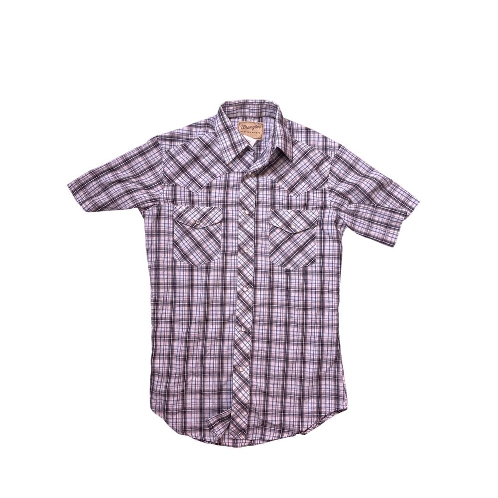 Wrangler Western Pearl Snap Plaid Short Sleeve Shirt Men's Small
